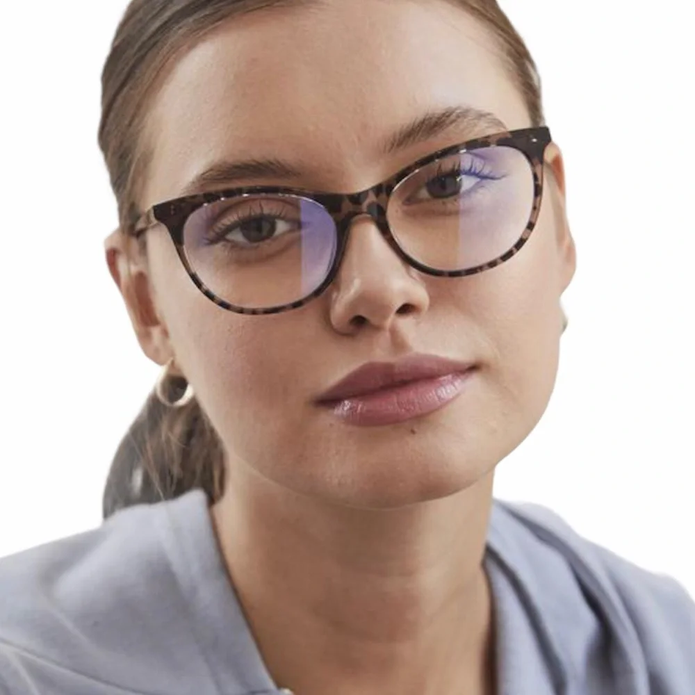 DIFF Jade Bluelight Glasses Dark Cheetah Frames Blue Light Blocking Lens NIB